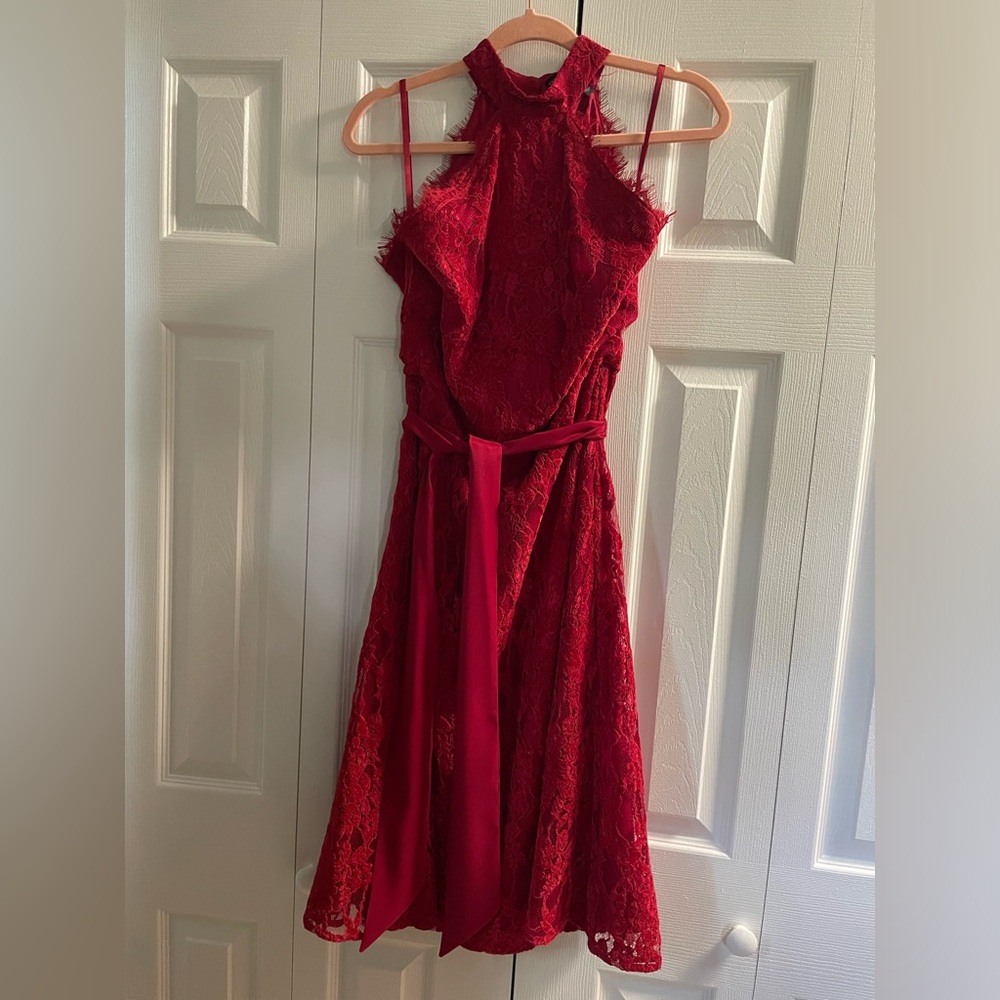 Red White House Black Market Lace Dress- Size 6